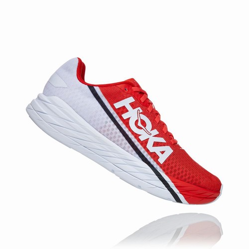 Hoka One One ROCKET X Road Running Shoes For Men India Red/White IN-1743